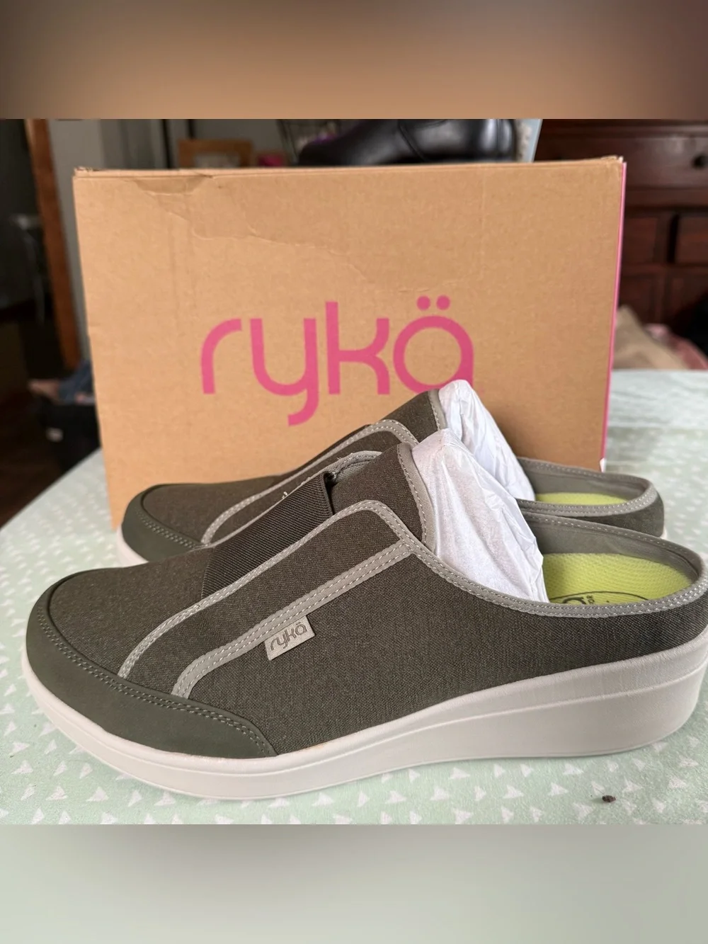 Ryka Slip-On Sneakers in Olive